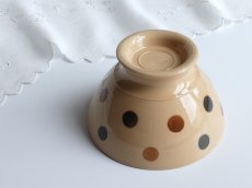 画像14: フランス アンティーク カフェオレボウル 水玉もよう モカ (14)