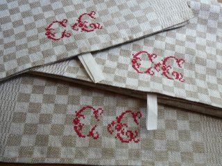 アンティーク フランス アルザス地方 赤糸花刺繍 チェック 大判リネンクロス 95678113_o3.jpg?cmsp_timestamp