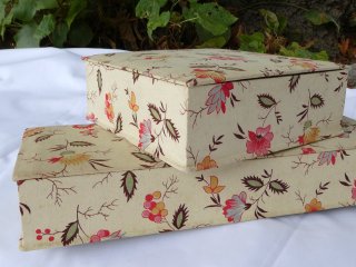 フランス アンティーク カルトナージュボックス 小花の布箱