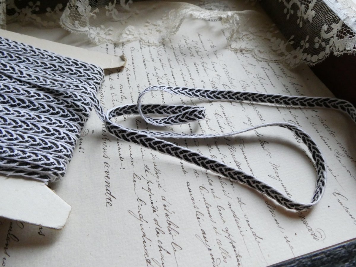 画像9: フランス アンティーク 台紙付き トリム コード ブラック (9)