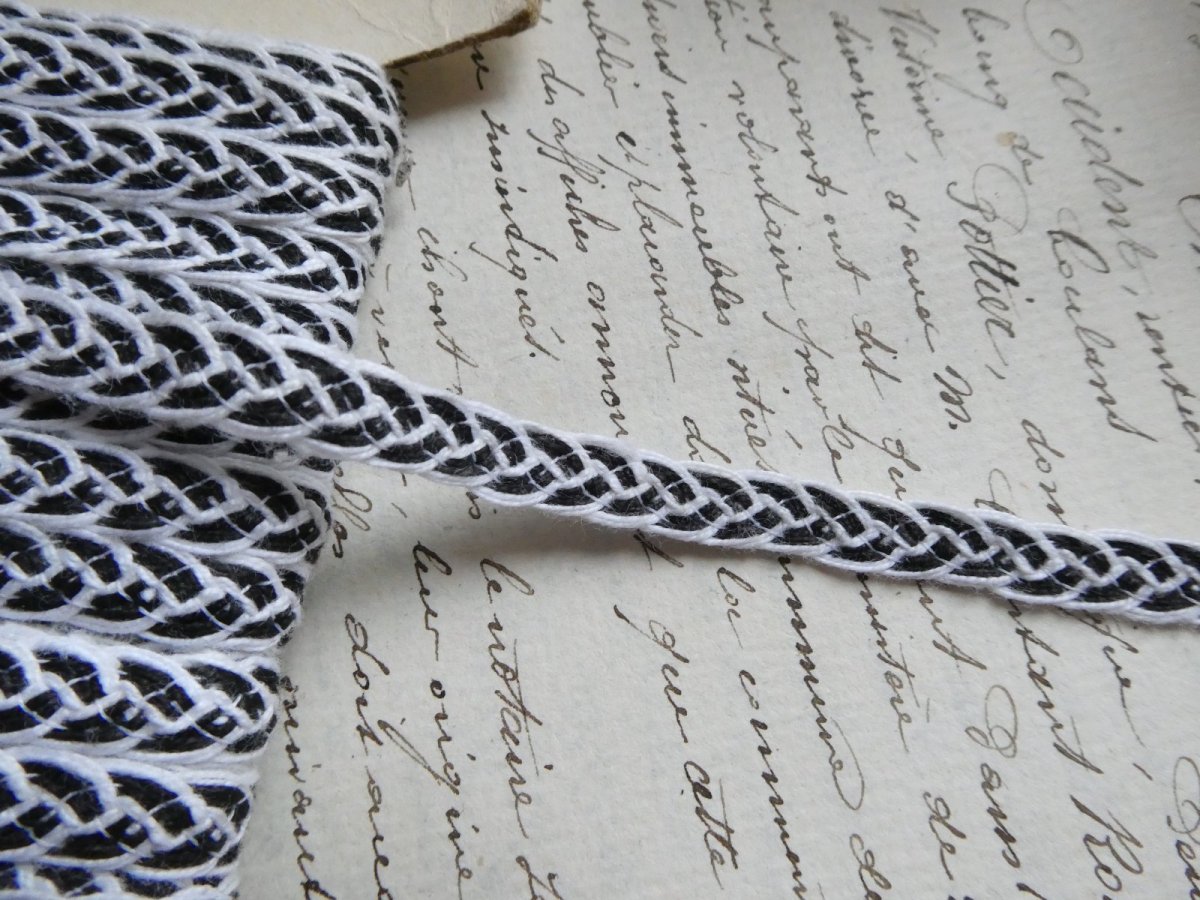 画像8: フランス アンティーク 台紙付き トリム コード ブラック (8)