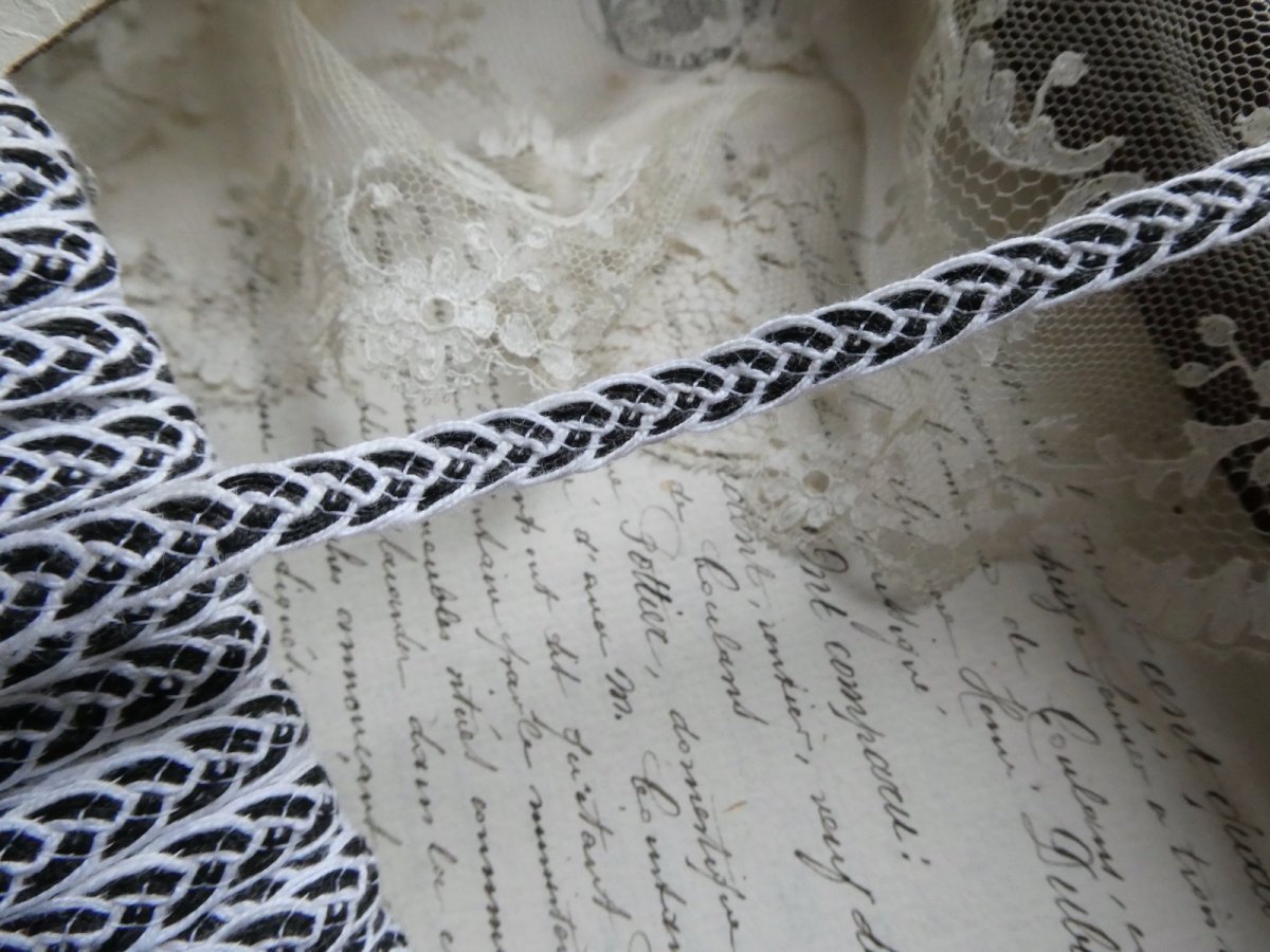 画像3: フランス アンティーク 台紙付き トリム コード ブラック (3)