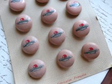 画像3: フランス製 ボタンシート ハンドペイントの木製ボタン ベレー帽 12個 (3)