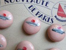 画像6: フランス製 ボタンシート ハンドペイントの木製ボタン ベレー帽 12個 (6)