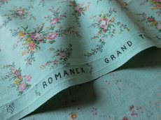 画像6: フランス ヴィンテージ ファブリック ROMANEX 小花のブーケ ミントグリーン (6)