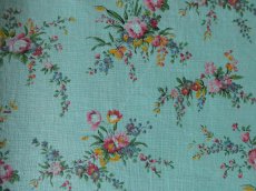 画像10: フランス ヴィンテージ ファブリック ROMANEX 小花のブーケ ミントグリーン (10)