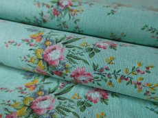 画像5: フランス ヴィンテージ ファブリック ROMANEX 小花のブーケ ミントグリーン (5)
