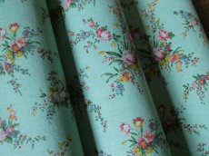画像13: フランス ヴィンテージ ファブリック ROMANEX 小花のブーケ ミントグリーン (13)