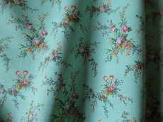 画像2: フランス ヴィンテージ ファブリック ROMANEX 小花のブーケ ミントグリーン (2)