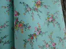 画像14: フランス ヴィンテージ ファブリック ROMANEX 小花のブーケ ミントグリーン (14)