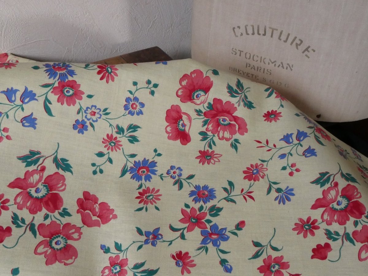画像10: フランス ヴィンテージ ファブリック アネモネ (10)