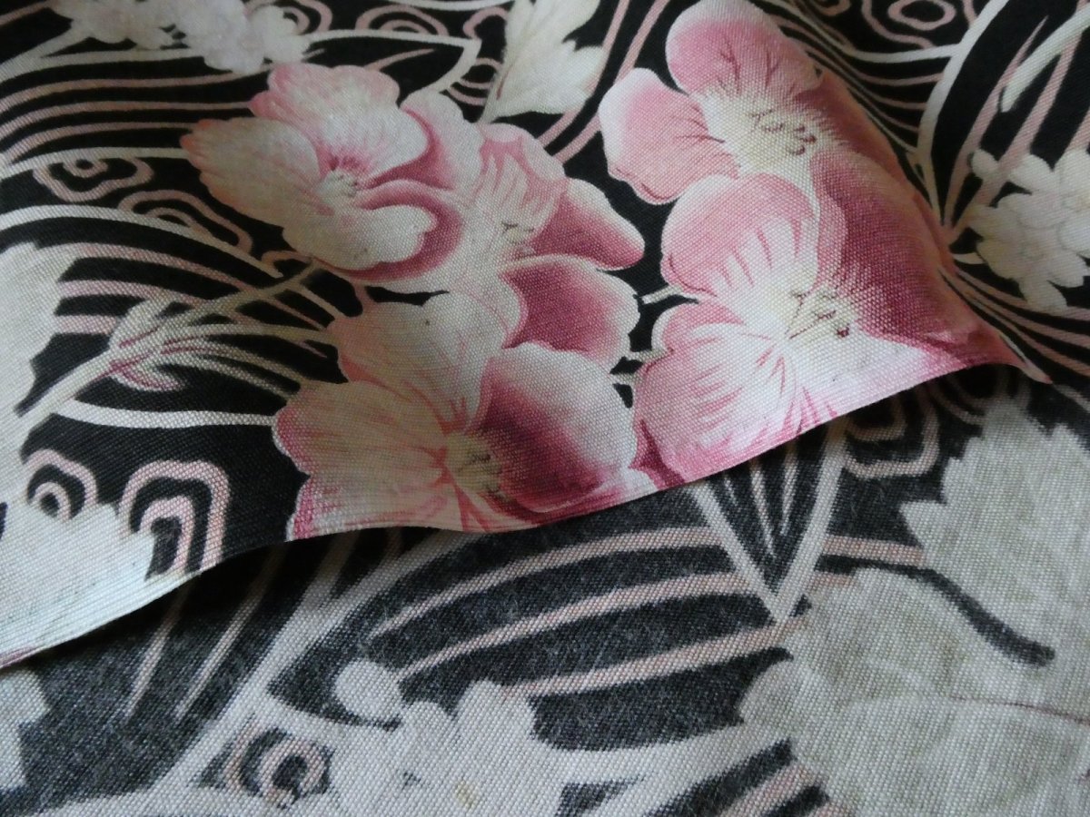 画像7: フランス アンティーク ファブリック ナポレオンIII  サクラソウ B (7)