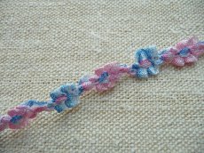 画像6: フランス製 リボン 小花編み ブルー＆ピンク (6)