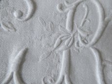 画像7: フランス アンティーク ダマスク織り セルヴィエット モノグラム CR　(在庫5→3) (7)