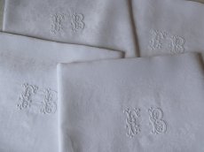 画像5: フランス アンティーク ダマスク織り セルヴィエット モノグラム FB　(在庫4→3) (5)