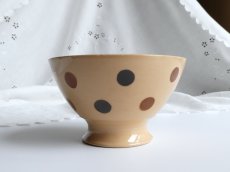 画像3: フランス アンティーク カフェオレボウル 水玉もよう モカ (3)