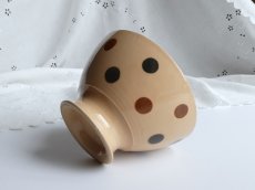 画像4: フランス アンティーク カフェオレボウル 水玉もよう モカ (4)