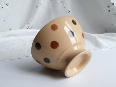 画像16: フランス アンティーク カフェオレボウル 水玉もよう モカ (16)