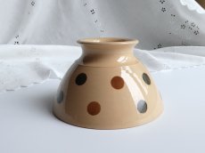 画像1: フランス アンティーク カフェオレボウル 水玉もよう モカ (1)
