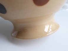 画像9: フランス アンティーク カフェオレボウル 水玉もよう モカ (9)
