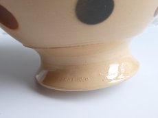 画像10: フランス アンティーク カフェオレボウル 水玉もよう モカ (10)