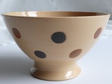 画像13: フランス アンティーク カフェオレボウル 水玉もよう モカ (13)