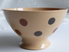 画像12: フランス アンティーク カフェオレボウル 水玉もよう モカ (12)
