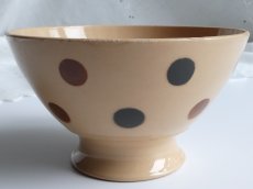 画像11: フランス アンティーク カフェオレボウル 水玉もよう モカ (11)