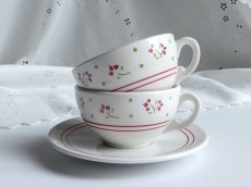 画像1: リュネヴィル カップ＆ソーサー 小花のステンシル 2客セット (1)