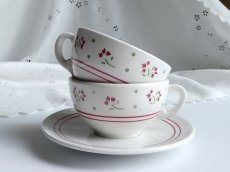 画像27: リュネヴィル カップ＆ソーサー 小花のステンシル 2客セット (27)