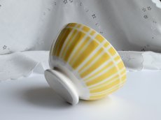 画像1: ディゴワン カフェオレボウル しましま イエロー B (1)