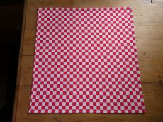 画像3: フランス ヴィンテージ トーション 赤いダミエ柄 2枚セット (3)