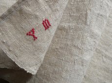 画像2: フランス製 アンティークリネン 手織りのシャンブル トーション YM (2)