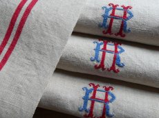 画像15: フランス アンティークリネン トーション モノグラム HR C (15)