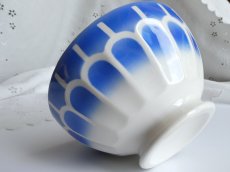 画像2: カフェオレボウル うろこ柄 ブルー B (2)