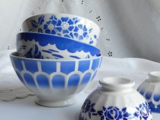 画像14: カフェオレボウル うろこ柄 ブルー B (14)