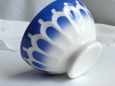 画像4: カフェオレボウル うろこ柄 ブルー プチ (4)
