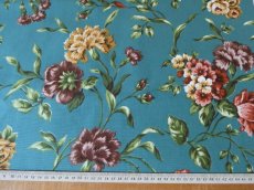 画像9: フランス ヴィンテージ ファブリック MARIGNAN 花模様 ピーコックグリーン (9)
