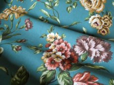 画像14: フランス ヴィンテージ ファブリック MARIGNAN 花模様 ピーコックグリーン (14)