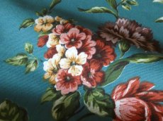 画像6: フランス ヴィンテージ ファブリック MARIGNAN 花模様 ピーコックグリーン (6)