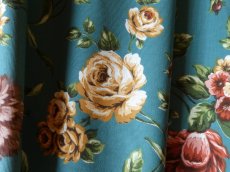画像3: フランス ヴィンテージ ファブリック MARIGNAN 花模様 ピーコックグリーン (3)