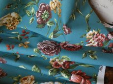 画像13: フランス ヴィンテージ ファブリック MARIGNAN 花模様 ピーコックグリーン (13)