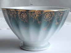 画像11: フランス アンティーク カフェオレボウル 金彩 ブルーグリーン グラデーション  (11)