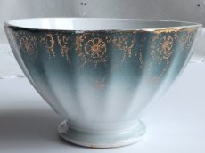 画像10: フランス アンティーク カフェオレボウル 金彩 ブルーグリーン グラデーション  (10)
