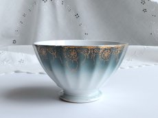 画像2: フランス アンティーク カフェオレボウル 金彩 ブルーグリーン グラデーション  (2)