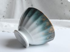 画像15: フランス アンティーク カフェオレボウル 金彩 ブルーグリーン グラデーション  (15)