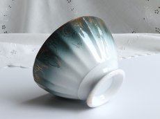 画像1: フランス アンティーク カフェオレボウル 金彩 ブルーグリーン グラデーション  (1)