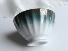 画像16: フランス アンティーク カフェオレボウル 金彩 ブルーグリーン グラデーション  (16)