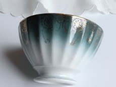 画像17: フランス アンティーク カフェオレボウル 金彩 ブルーグリーン グラデーション  (17)