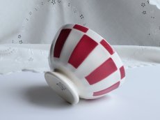 画像1: ディゴワン & サルグミンヌ カフェオレボウル ダミエ柄 ワインレッド (1)